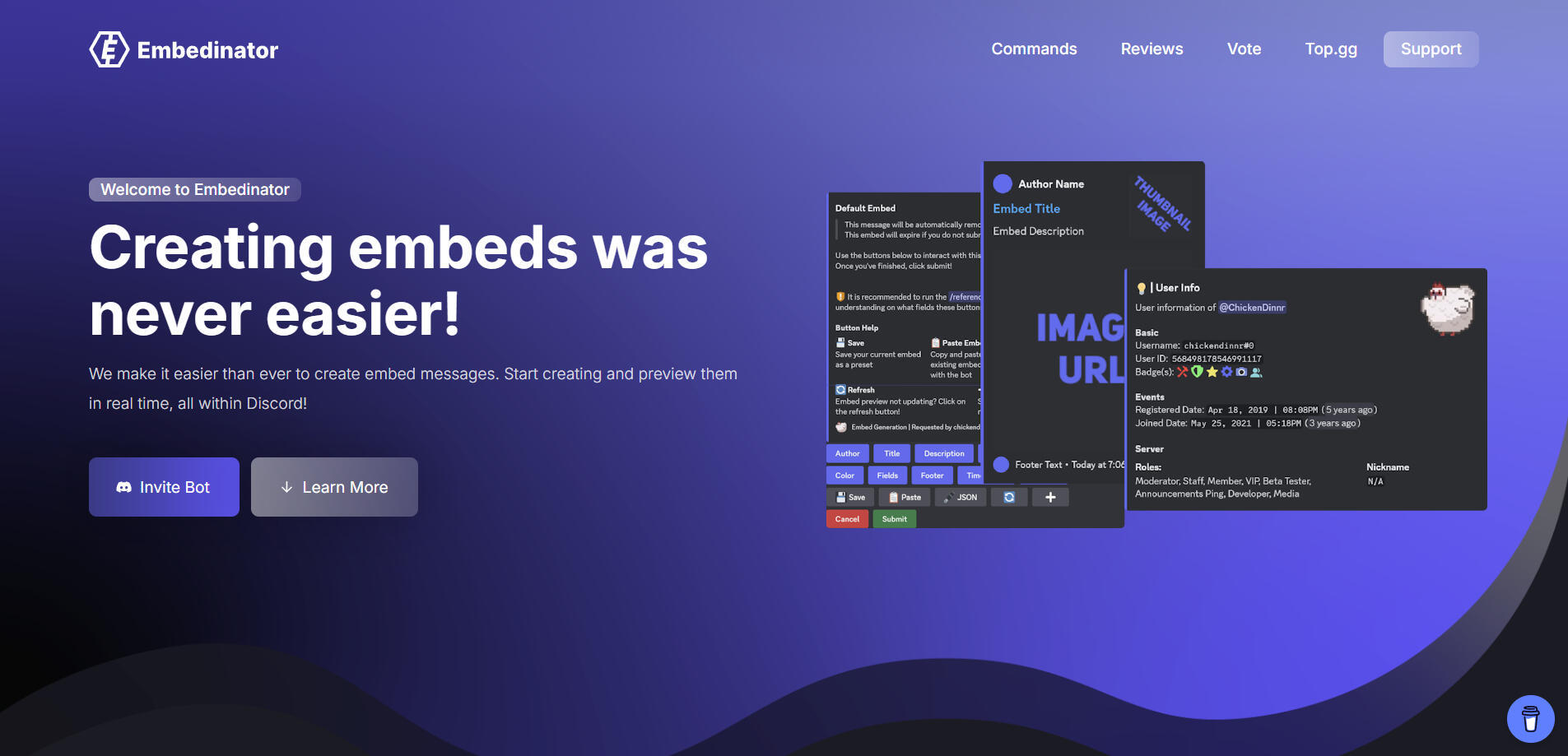 Embedinator Website Design