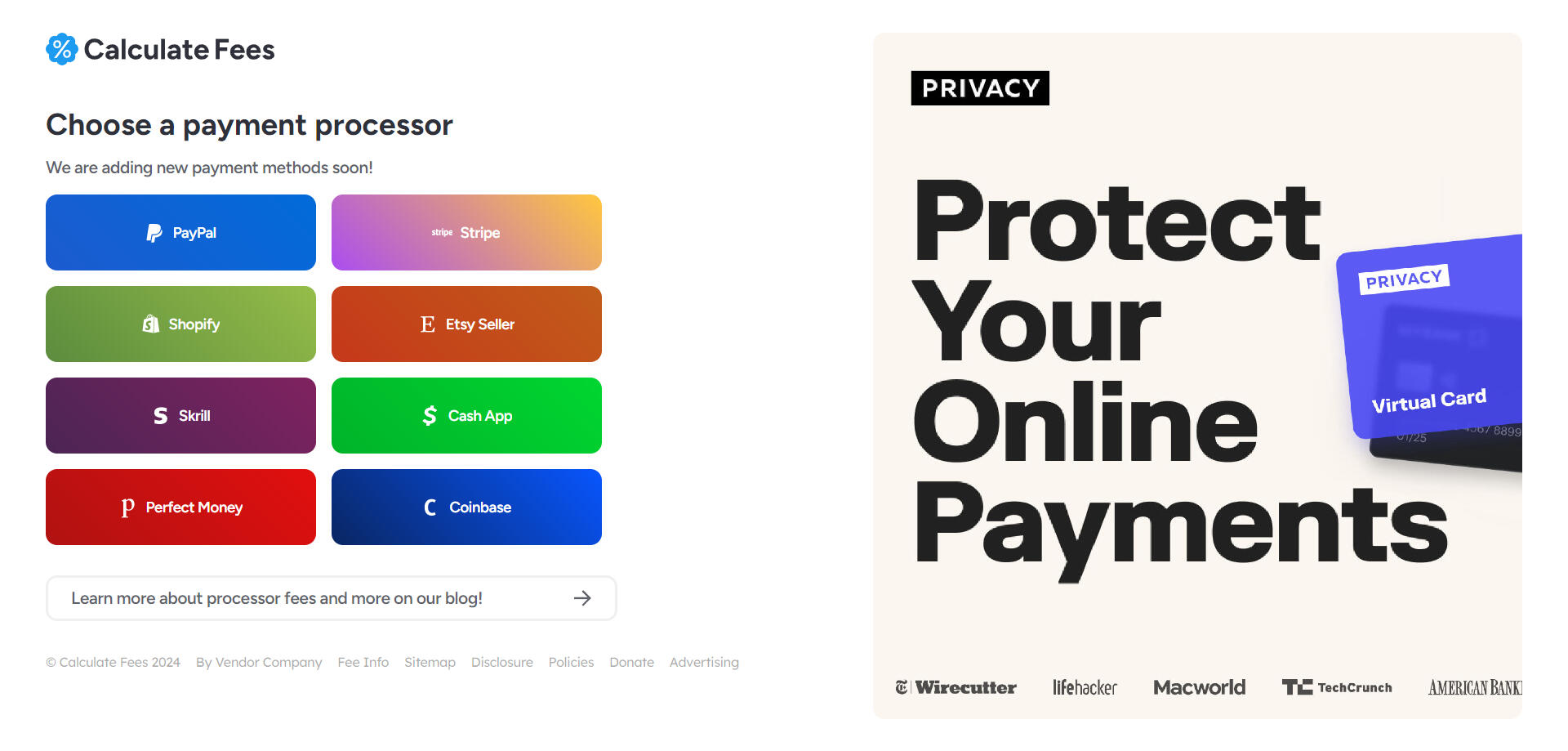 Calculate Fees Website Design